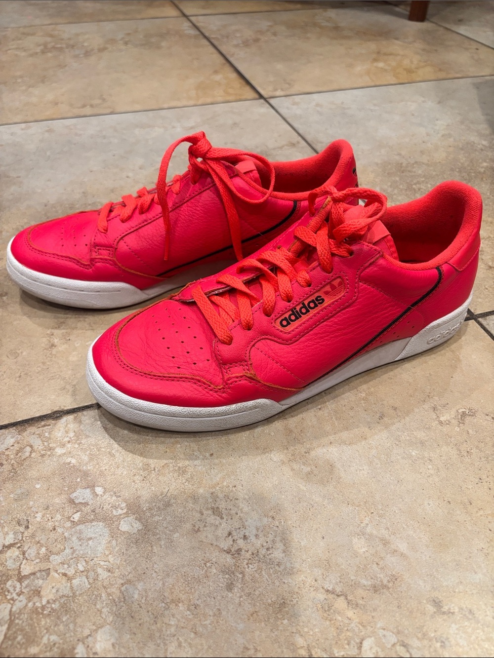 adidas Bright Red/Pink Leather Low-Top Sneakers size 8.5